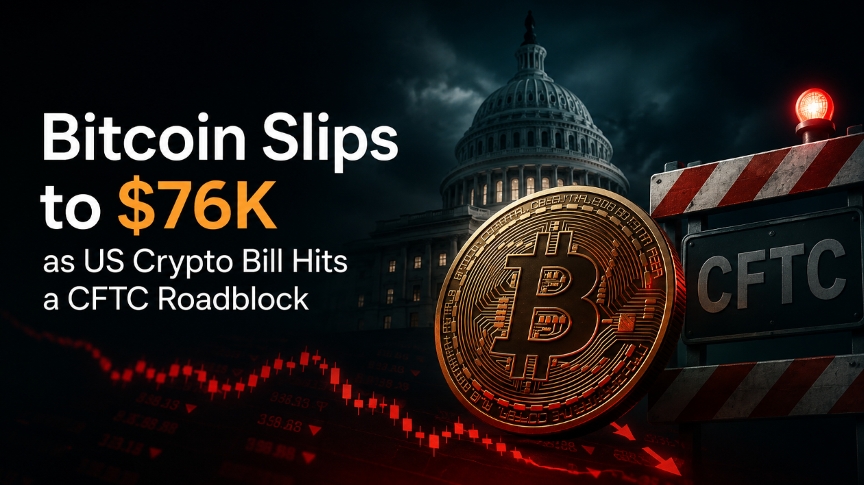 Bitcoin Slips to $76K as US Crypto Bill Hits a CFTC Roadblock