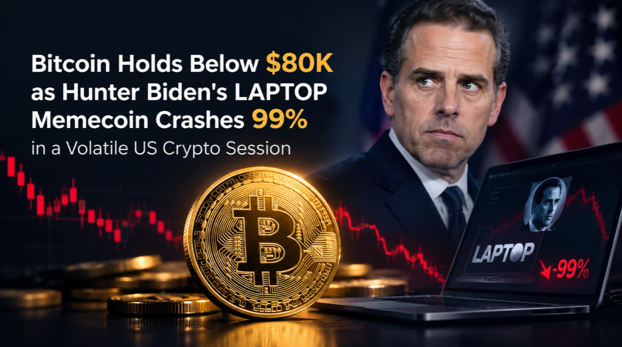 Bitcoin Holds Below $80K as Hunter Biden's LAPTOP Memecoin Crashes 99% in a Volatile US Crypto Session