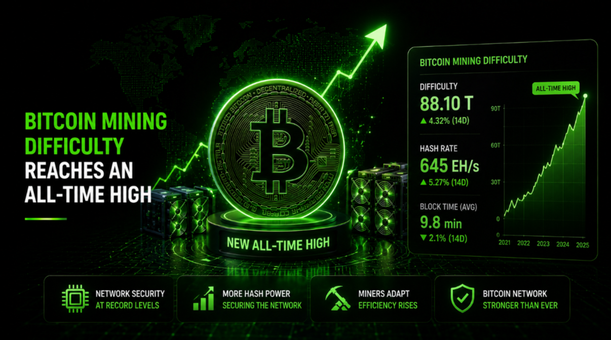 Bitcoin mining difficulty reaches an all-time high