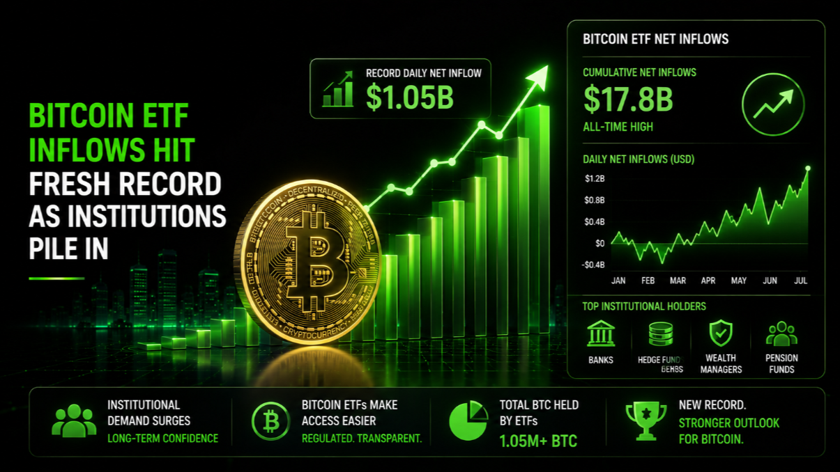 Bitcoin ETF inflows hit fresh record as institutions pile in