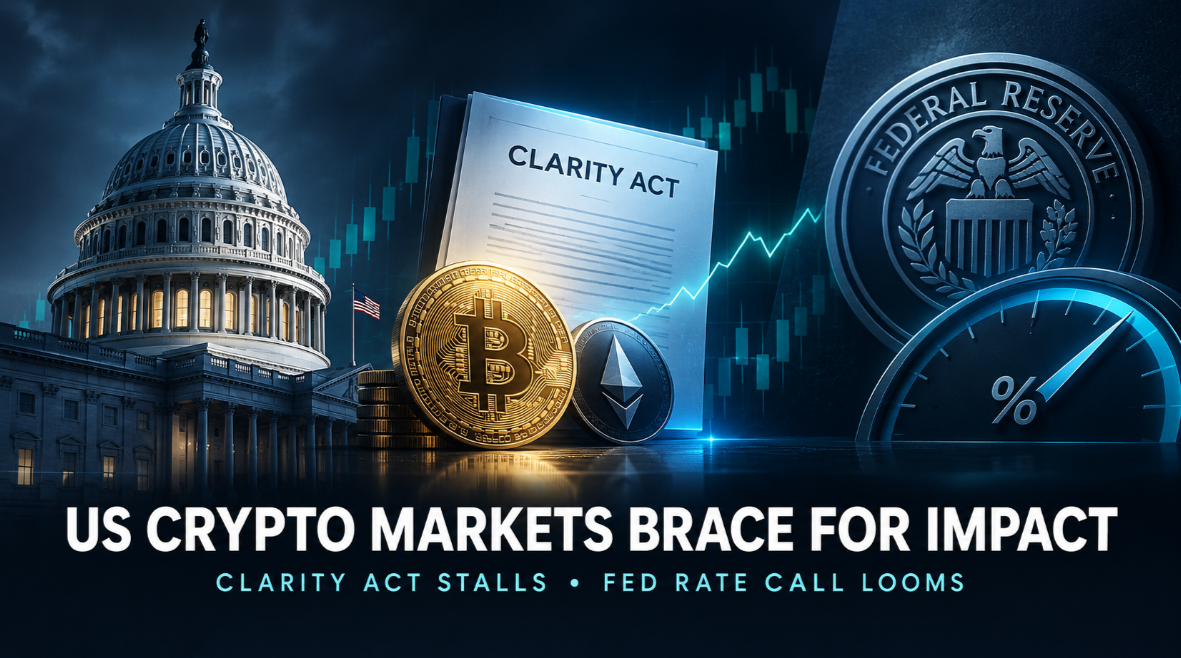 US Crypto Markets Brace for Impact as CLARITY Act Stalls and Fed Rate Call Looms