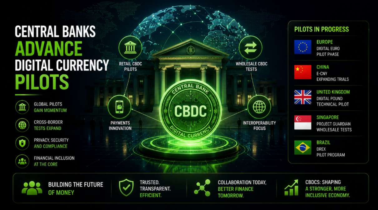 Central banks advance digital currency pilots