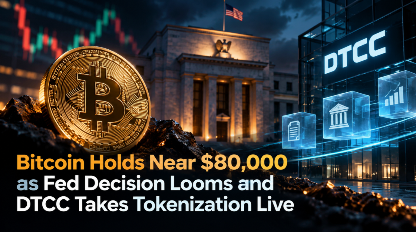 Bitcoin Holds Near $80,000 as Fed Decision Looms and DTCC Takes Tokenization Live