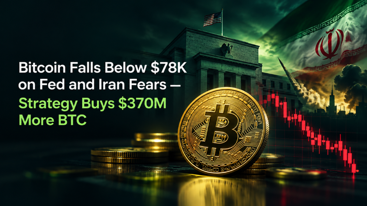 Bitcoin Falls Below $78K on Fed and Iran Fears — Strategy Buys $370M More BTC